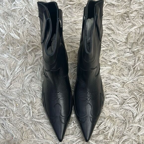 NWOB ANINE BING Rae Black Leather Western Ankle Boots $550 size 38 US 8 SOLD OUT - Picture 8 of 14